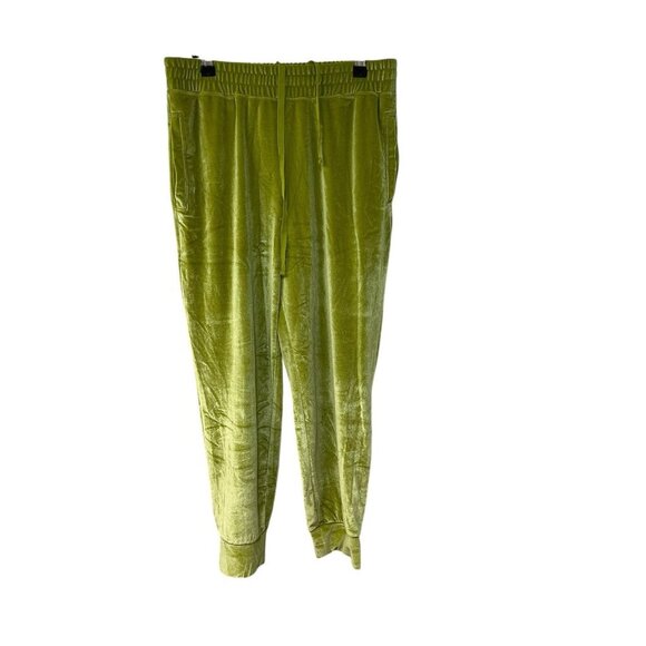 Fabletics Women's Daria Luxe Velour Pocket Joggers Crushed Velvet Lime Green M - Picture 3 of 7
